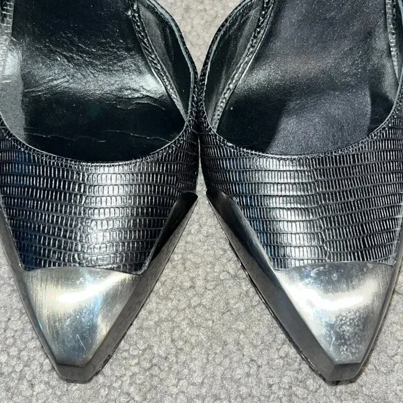 BCBGMAXAZRIA RUNWAY CONCORDE STAMPEDE OVER THE KNEE BLACK LEATHER BOOTS HTF 10M - Picture 6 of 16